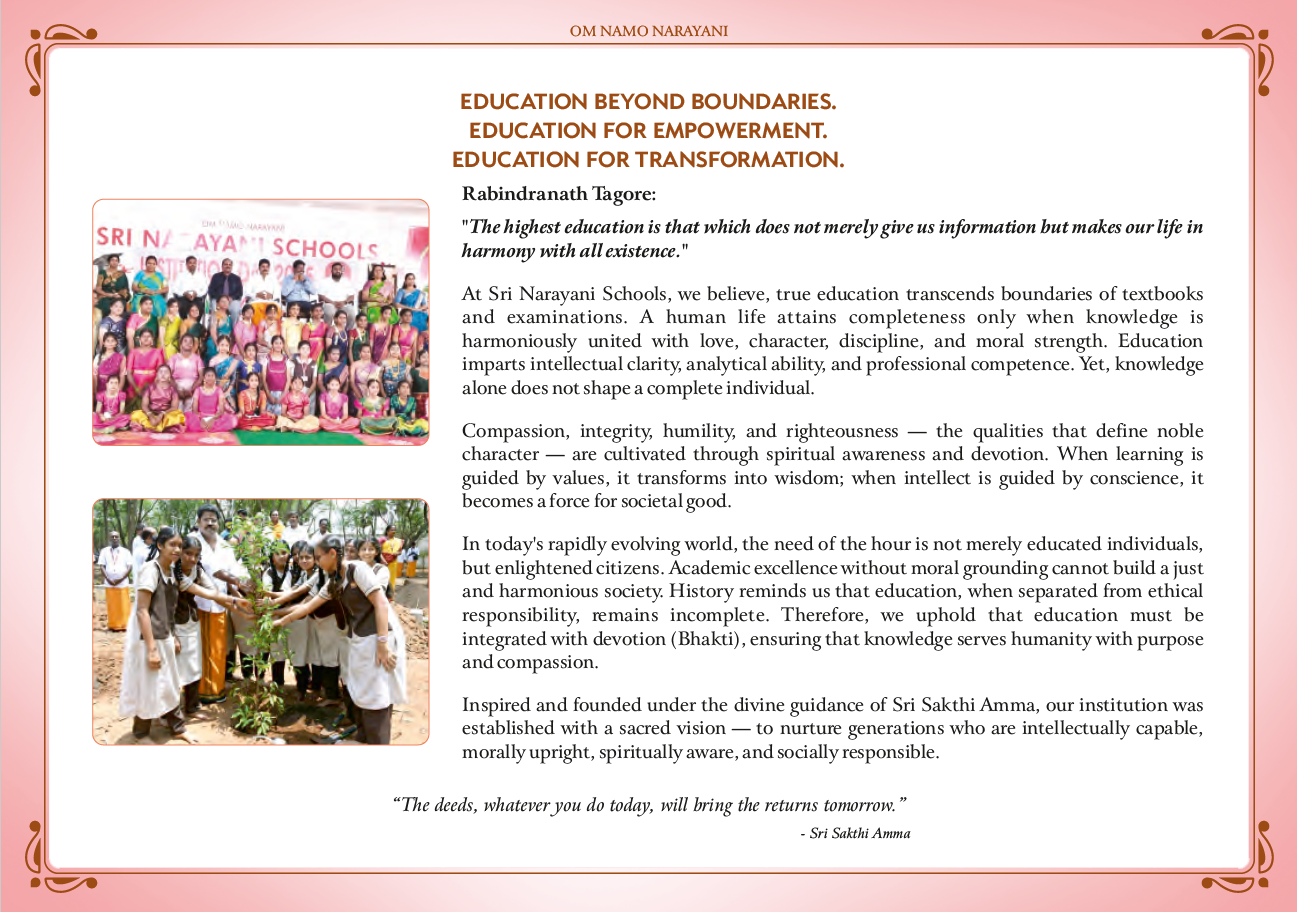 EDUCATION BEYOND BOUNDARIES. EDUCATION FOR EMPOWERMENT. EDUCATION FOR TRANSFORMATION.